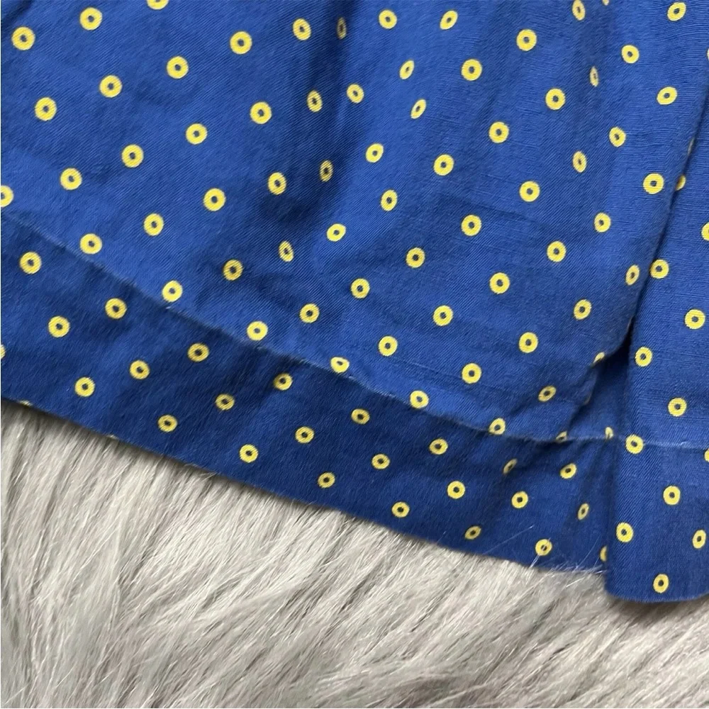 Vintage 1950s Toddler Girls Blue Yellow Tie Back Dot Dress